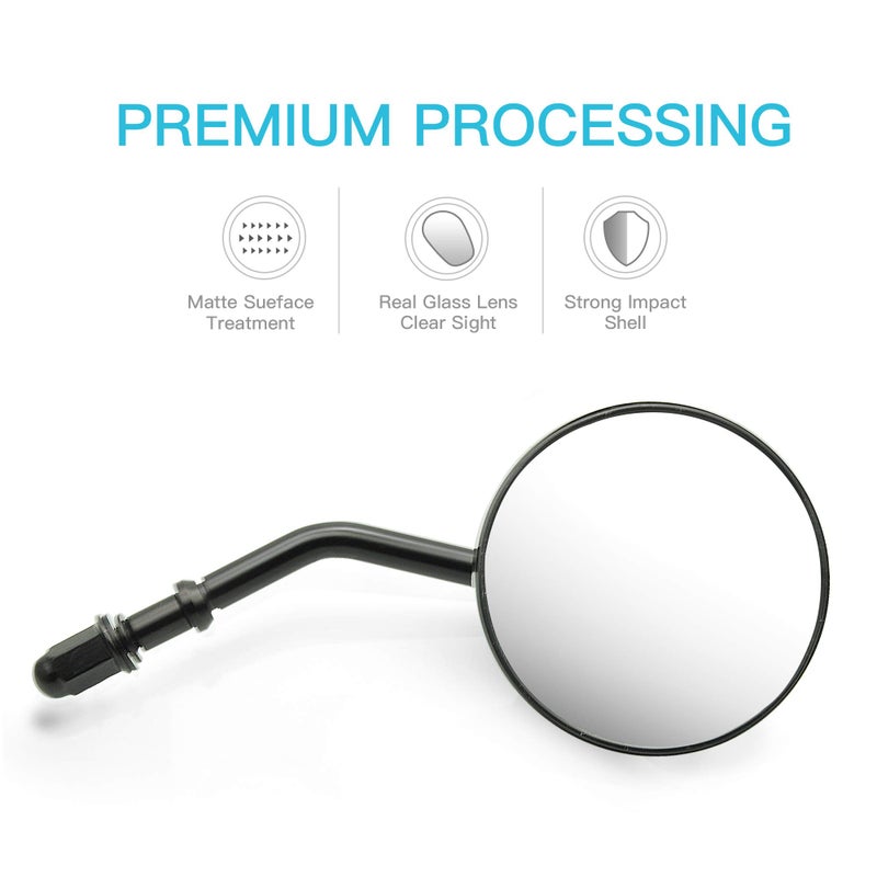 MZS Motorcycle Mirrors - Rear View Mirror 3" Round Black Side Compatible with FLHTC FLHT FLHR FLHX FLTRX FLSTN FLSTC FLTRU FXDB FXDF Road King Sportster Street Glide Electra Dyna Softail Ultra V-rod - Image 3